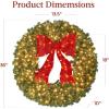 imageBest Choice Products 36in PreLit Christmas Wreath wBerries ampamp Pinecones Large Artificial IndoorOutdoor Decor for Door Mantel wRed Bow PluginGreen Spruce