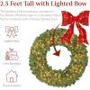imageBest Choice Products 36in PreLit Christmas Wreath wBerries ampamp Pinecones Large Artificial IndoorOutdoor Decor for Door Mantel wRed Bow PluginGreen Spruce