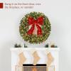 imageBest Choice Products 36in PreLit Christmas Wreath wBerries ampamp Pinecones Large Artificial IndoorOutdoor Decor for Door Mantel wRed Bow PluginGreen Spruce  Decorated