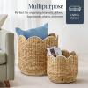 imageBest Choice Products 3pc Water Hyacinth Scalloped Multipurpose Nesting Baskets Storage Bin Organization Totes for Living Room Bedroom Nursery Laundry Room ChestnutNatural with White Trim