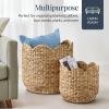 imageBest Choice Products 3pc Water Hyacinth Scalloped Multipurpose Nesting Baskets Storage Bin Organization Totes for Living Room Bedroom Nursery Laundry Room ChestnutNatural
