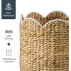 imageBest Choice Products 3pc Water Hyacinth Scalloped Multipurpose Nesting Baskets Storage Bin Organization Totes for Living Room Bedroom Nursery Laundry Room ChestnutNatural with White Trim