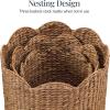 imageBest Choice Products 3pc Water Hyacinth Scalloped Multipurpose Nesting Baskets Storage Bin Organization Totes for Living Room Bedroom Nursery Laundry Room ChestnutChestnut