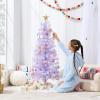 imageBest Choice Products 4ft Prelit Christmas Tree Artificial Mini Tree Perfect for Kids Apartments Bedroom with Twinkling LED Lights  Green SpruceLavender