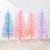 imageBest Choice Products 4ft Prelit Christmas Tree Artificial Mini Tree Perfect for Kids Apartments Bedroom with Twinkling LED Lights  Green SpruceLight Pink