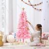 imageBest Choice Products 4ft Prelit Christmas Tree Artificial Mini Tree Perfect for Kids Apartments Bedroom with Twinkling LED Lights  Green SpruceMagenta