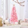 imageBest Choice Products 4ft Prelit Christmas Tree Artificial Mini Tree Perfect for Kids Apartments Bedroom with Twinkling LED Lights  Green SprucePink Tinsel