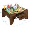 imageBest Choice Products 56 Piece Wooden Train Table Set for Kids 32quotx2325quotx15quot MultiActivity Table with Toy Storage Drawer ampamp Reversible Top  NaturalWalnut