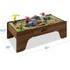 imageBest Choice Products 56 Piece Wooden Train Table Set for Kids 32quotx2325quotx15quot MultiActivity Table with Toy Storage Drawer ampamp Reversible Top  NaturalWalnut