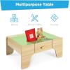 imageBest Choice Products 56 Piece Wooden Train Table Set for Kids 32quotx2325quotx15quot MultiActivity Table with Toy Storage Drawer ampamp Reversible Top  NaturalNatural
