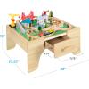 imageBest Choice Products 56 Piece Wooden Train Table Set for Kids 32quotx2325quotx15quot MultiActivity Table with Toy Storage Drawer ampamp Reversible Top  NaturalNatural