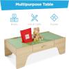 imageBest Choice Products 56 Piece Wooden Train Table Set for Kids 32quotx2325quotx15quot MultiActivity Table with Toy Storage Drawer ampamp Reversible Top  NaturalNatural