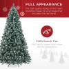 imageBest Choice Products 6ft PreDecorated Holiday Christmas Tree for Home Office Party Decoration w1000 Tips Pinecones Metal Base  Blue SpruceFlocked Blue Spruce
