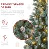 imageBest Choice Products 6ft PreLit PreDecorated Pine Artificial Christmas Tree w 1000 Flocked Frosted Tips 59 Pinecones 250 Lights Base  Blue SpruceFlocked Blue Spruce