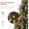 imageBest Choice Products 6ft PreLit PreDecorated Pine Artificial Christmas Tree w 1000 Flocked Frosted Tips 59 Pinecones 250 Lights Base  Blue SpruceFlocked Green