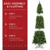 imageBest Choice Products 6ft PreLit Spruce Pencil Christmas Tree PreDecorated for Home Office Party Holiday Decoration w 618 Tips 250 Lights Pine Cones Metal Hinges ampamp Base  Green6ft