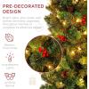 imageBest Choice Products 6ft PreLit Spruce Pencil Christmas Tree PreDecorated for Home Office Party Holiday Decoration w 618 Tips 250 Lights Pine Cones Metal Hinges ampamp Base  Green9ft