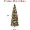 imageBest Choice Products 6ft Prelit Pencil Christmas Tree Partially Flocked ampamp Frosted Slim Holiday Tree Decoration Skinny Xmas Tree 250 Lights 618 Frosted Tips 50 Pine Cones Foldable StandFrosted Green Spruce
