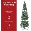imageBest Choice Products 6ft Prelit Pencil Christmas Tree Partially Flocked ampamp Frosted Slim Holiday Tree Decoration Skinny Xmas Tree 250 Lights 618 Frosted Tips 50 Pine Cones Foldable StandFrosted Green Spruce