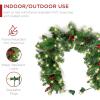 imageBest Choice Products 9ft PreLit Christmas Garland Holiday Dcor for Stairs Mantel wPine Cones 2in1 White ampamp Multi LED Lights  SemiFlockedGreenBerries  Corded