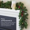imageBest Choice Products 9ft PreLit Christmas Garland Holiday Dcor for Stairs Mantel wPine Cones 2in1 White ampamp Multi LED Lights  SemiFlockedGreenBerries  Battery