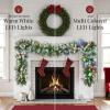 imageBest Choice Products 9ft PreLit Christmas Garland Holiday Dcor for Stairs Mantel wPine Cones 2in1 White ampamp Multi LED Lights  SemiFlockedGreenFlocked  Battery
