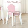 imageBest Choice Products Kids Wooden Pretend Play Vanity and Chair Set wMirror Little Girls Makeup Table for Toddlers with 3 Storage Drawers PinkPink