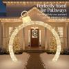 imageBest Choice Products Large Outdoor Christmas Lighted Archway Decoration 95ft XL with Gold Ornament Cap 330 LED Lights Holiday Yard Dcor  RedGold