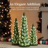 imageBest Choice Products Set of 3 XL Ceramic Christmas Trees PreLit HandPainted Tabletop Holiday Dcor wMulticolor Bulbs LED Lights  GreenGreen W Warm White Lights