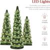 imageBest Choice Products Set of 3 XL Ceramic Christmas Trees PreLit HandPainted Tabletop Holiday Dcor wMulticolor Bulbs LED Lights  GreenGreen W Warm White Lights