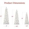 imageBest Choice Products Set of 3 XL Ceramic Christmas Trees PreLit HandPainted Tabletop Holiday Dcor wMulticolor Bulbs LED Lights  GreenWhite W Warm White Lights