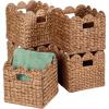 imageBest Choice Products 12 x 12in Scalloped Hyacinth Baskets Rustic Set Of 5 Multipurpose Collapsible Storage Organizer Handwoven Laundry Totes for Bedroom Living Room Shelves  Natural wWhite TrimChestnut