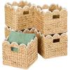 imageBest Choice Products 12 x 12in Scalloped Hyacinth Baskets Rustic Set Of 5 Multipurpose Collapsible Storage Organizer Handwoven Laundry Totes for Bedroom Living Room Shelves  Natural wWhite TrimNatural with White Trim