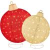 imageBest Choice Products 2pc Lighted PopUp Outdoor Christmas Ornament Set Holiday Ball Decoration w 220 LED Lights 8 Light Functions  RedGoldRed Gold  Extra Large