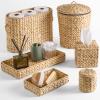 imageBest Choice Products 6Pc Water Hyacinth Bathroom Storage Set Includes Trays Trash Bin Toilet Paper Storage Tissue Box Cover Garbage Can For Bathroom Bedroom Office Living Room  NaturalNatural