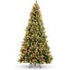 imageBest Choice Products 6ft PreLit PreDecorated Pine Artificial Christmas Tree w 1000 Flocked Frosted Tips 59 Pinecones 250 Lights Base  Blue SpruceFlocked Green