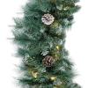 imageBest Choice Products 9ft PreLit Christmas Garland Holiday Dcor for Stairs Mantel wPine Cones 2in1 White ampamp Multi LED Lights  SemiFlockedFrosted  Battery