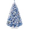 imageBest Choice Products Artificial Flocked Christmas Tree 6ft Premium PreLit Colorful Pine Holiday Dcor w250 Twinkle Lights Metal Base  Baby BlueBlue