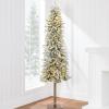 imageBest Choice Products Pencil Christmas Tree 75ft Prelit Alpine Slim Holiday Decoration Lighted Skinny Dcor LED Lights Metal StandGreen  Flocked