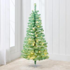 imageBest Choice Products 4ft Prelit Christmas Tree Artificial Mini Tree Perfect for Kids Apartments Bedroom with Twinkling LED Lights  Green SpruceSage Green