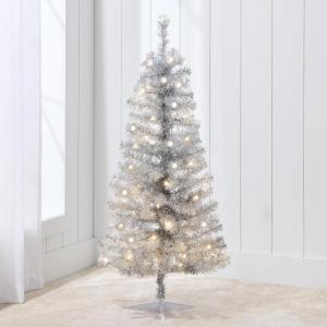 imageBest Choice Products 4ft Prelit Christmas Tree Artificial Mini Tree Perfect for Kids Apartments Bedroom with Twinkling LED Lights  Green SpruceSilver