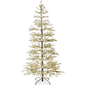 imageBest Choice Products PreLit Sparse Christmas Tree 6ft Artificial Flocked Pine Holiday Dcor Aspen Noble Fir White ampamp Multicolor LED Lights BlackFlocked