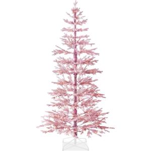 imageBest Choice Products PreLit Sparse Christmas Tree 6ft Artificial Flocked Pine Holiday Dcor Aspen Noble Fir White ampamp Multicolor LED Lights BlackPink