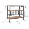 imageBest Choice Products 45in Industrial Wood Shelf Bar ampamp Wine Storage Service Cart Trolley w 14 Bottle ampamp 18 Glass Racks Locking Caster Wheels