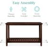 imageBest Choice Products 48in 2Shelf Eucalyptus Wooden Console Table Indoor Outdoor Multifunctional Buffet Bar Storage Organizer wFoot Sliders  NaturalEspresso