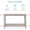 imageBest Choice Products 48in 2Shelf Eucalyptus Wooden Console Table Indoor Outdoor Multifunctional Buffet Bar Storage Organizer wFoot Sliders  NaturalGrey
