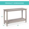 imageBest Choice Products 48in 2Shelf Eucalyptus Wooden Console Table Indoor Outdoor Multifunctional Buffet Bar Storage Organizer wFoot Sliders  NaturalGrey