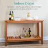 imageBest Choice Products 48in 2Shelf Eucalyptus Wooden Console Table Indoor Outdoor Multifunctional Buffet Bar Storage Organizer wFoot Sliders  NaturalNatural