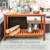 imageBest Choice Products 48in 2Shelf Eucalyptus Wooden Console Table Indoor Outdoor Multifunctional Buffet Bar Storage Organizer wFoot Sliders  NaturalNatural