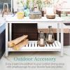 imageBest Choice Products 48in 2Shelf Eucalyptus Wooden Console Table Indoor Outdoor Multifunctional Buffet Bar Storage Organizer wFoot Sliders  NaturalWhite